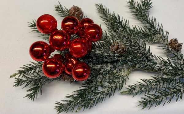 Weihnachtskugel / Spiegelbeere rot glanz